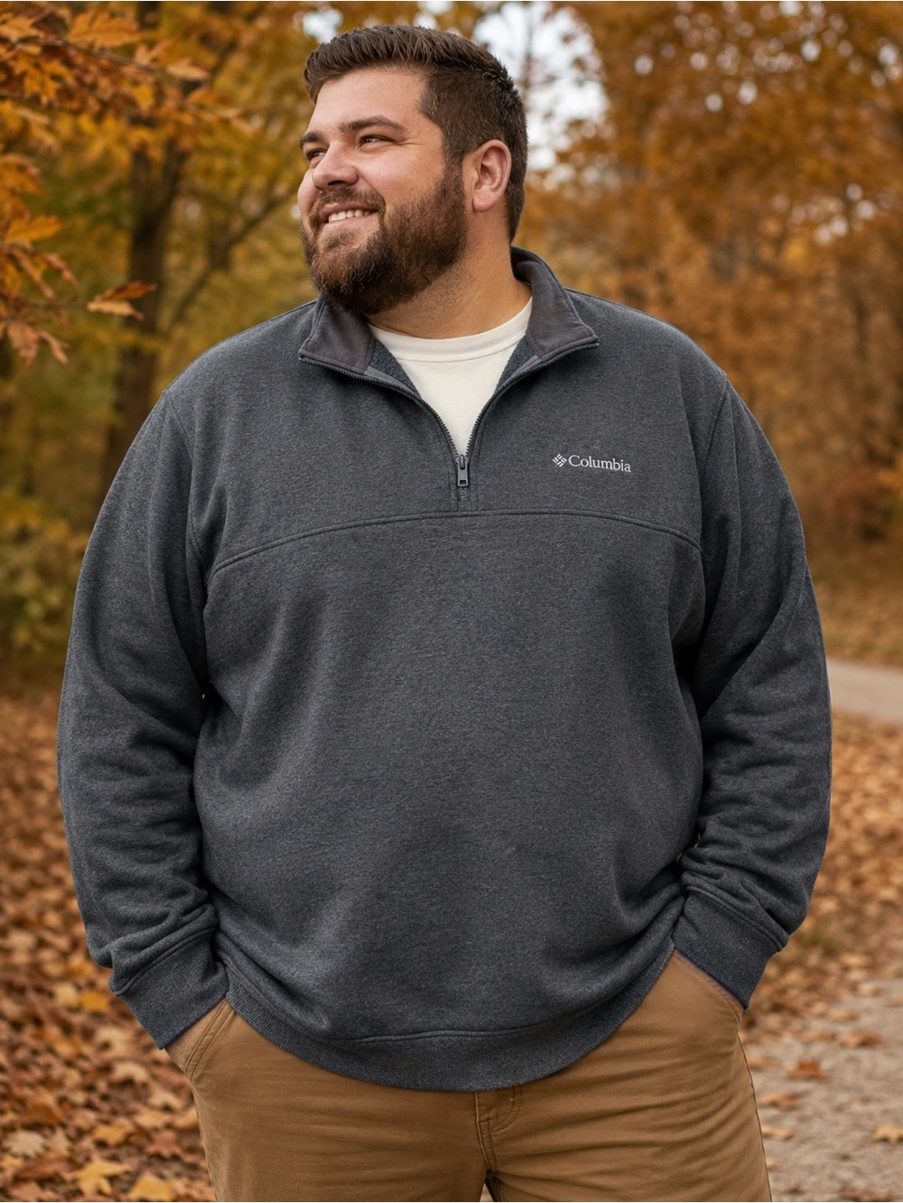 Columbia Men’s XXL Gray Quarter Zip Fleece Pullover Sweatshirt Outdoor